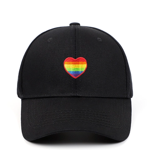 Cappello Da Baseball In Cotone Ricamo Cuore Arcobaleno Regolabile Protezione Solare Sport All'Aperto Traspirante