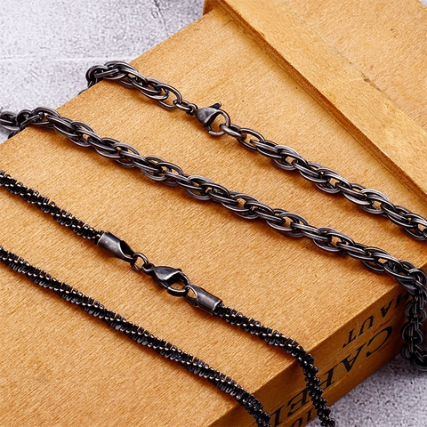 Retro Roestvrijstalen Twist Touw Ketting Ketting Individuele Verbonden Schakels Sieraden Voor Mannen Met Kreeftsluiting