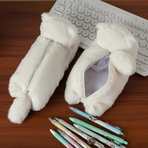 Pluche Pen Etui Zacht Polyester Grote Capaciteit Briefpapier Opbergtas Cartoon Dier Panda Kat Vorm School Kantoor