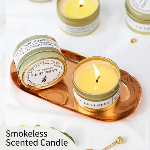 Natural Soy Wax Scented Candle Tin Smokeless Aromatherapy Portable Travel Fragrance For Home Decor Wedding Party Gift