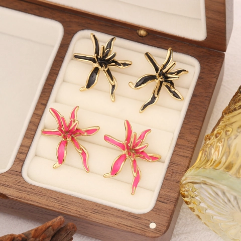 3D Blumen Ohrstecker Emaille Floral Edelstahl Ohrschmuck Für Damen Eleganter Western Stil Süße Ästhetische Accessoires