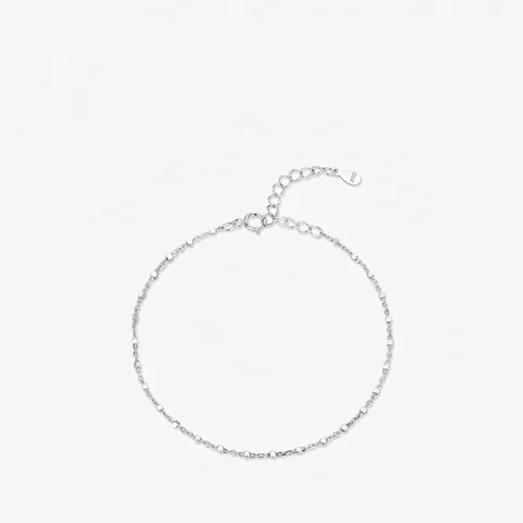 925 Sterling Silver Bracelet Shimmering Minimalist Thin Box Link Chain Adjustable Extension Elegant Jewelry For Women