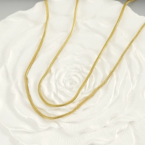 Collana A Doppio Strato Con Catena A Serpente In Acciaio Inossidabile Placcato Oro 18K Gioielli Minimalisti