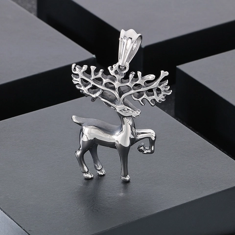 Mythical Animal Pendant Necklace Stainless Steel Unicorn Pegasus Reindeer Punk Retro Jewelry Men Women