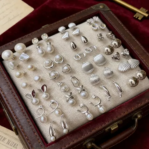French Palace Style Artificial Pearl Stud Earrings Elegant Luxury Rhinestone Alloy With 925 Sterling Silver Earring Post Women