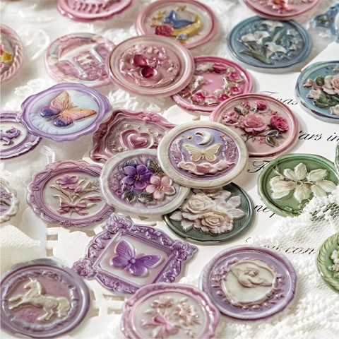 3D Embossed Wax Seal Stickers Retro Vintage Resin DIY Scrapbooking Journaling Decoration Labels