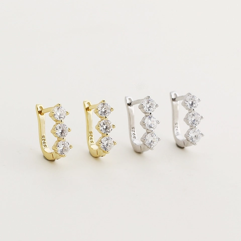 Orecchini a Cerchio in Argento Sterling 925 a Forma di U con Zirconi per Donna Lusso Leggero Fila di Diamanti Gioielli alla Moda