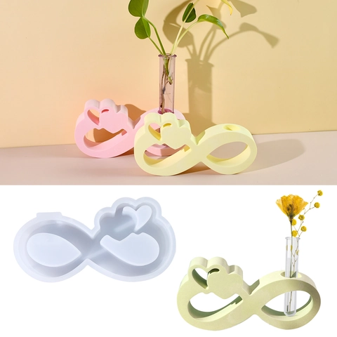 Infinity Heart Hydroponic Vase Silicone Mold DIY Resin Casting Tool For Flower Arrangement Desktop Ornament Home Decor