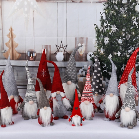 Adornos De Gnomos De Navidad Muñecos De Peluche Sin Cara Decoraciones Tomte Nisse Sentado Sombrero Puntiagudo Barba De Poliéster