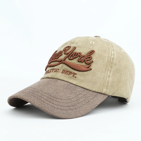 Cappello Da Baseball Stile Americano Retrò Cotone Lavato Camoscio Patchwork Ricamo New York Athletic Dept Regolabile