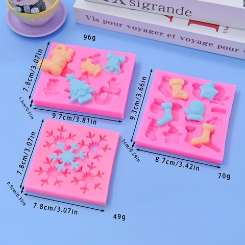 Stampi In Silicone Natalizi Fiocco Albero Calza Forme Per Decorazione Torte DIY Fondant Cioccolato Sapone Rosa