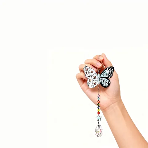 DIY Diamond Painting Suncatcher Wind Chime Acrylic Crystal Beads Hanging Decoration Garden Home Decor Butterfly Mandala Style Handmade Craft
