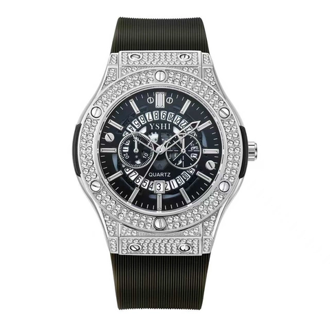 Reloj de Cuarzo de Lujo para Mujer con Strass Diseño Hueco Calendario Impermeable Caja de Aleación Oro Rosa Plata