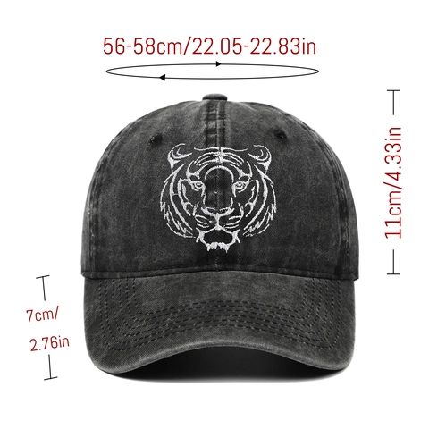 Berretto Da Baseball In Cotone Lavato Con Ricamo Tigre Vintage Distressed Cappello Da Sole Regolabile Uomo Donna