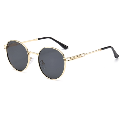 Occhiali Da Sole Rotondi Retrò Montatura In Lega Di Rame Lenti PC UV400 Aste Vuote Moda Tendenza