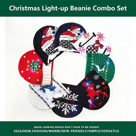 Berretto Di Natale LED Luminoso Acrilico Maglia Inverno Caldo Festa Di Natale Modello Per Adulti