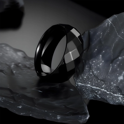Geometrischer Facettierter Bandring 304 Edelstahl Hochglanzpolierter Minimalistischer Punk-Schmuck Für Männer Unisex