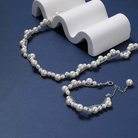 Irregular Natural Freshwater Pearl Splicing Double Layer Necklace For Women Light Luxury Gold Plated Copper Clavicle Chain Jewelry
