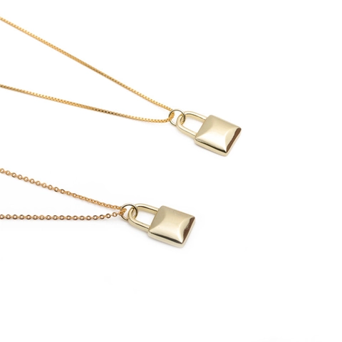 Collar Con Colgante De Candado Cuadrado De Cobre Cadena De Eslabones Joyería De Moda Minimalista Para Mujer