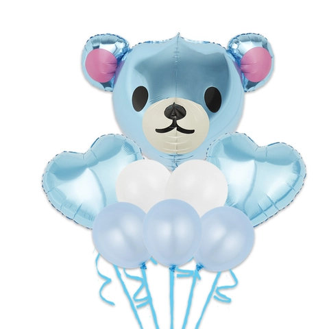 Cartoon Bär Transparent Doppelballon Aluminiumfolie Latex Herzform Für Babyparty Geburtstag Party Dekoration Requisite