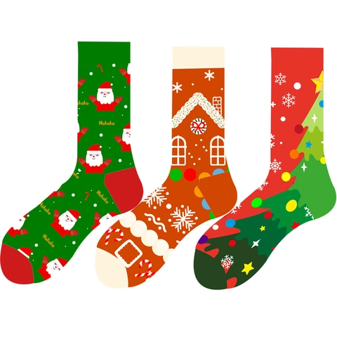 Calze Natalizie a Metà Polpaccio in Misto Cotone Babbo Natale Renna Albero di Natale Antiscivolo Calze Casual per Uomo Donna