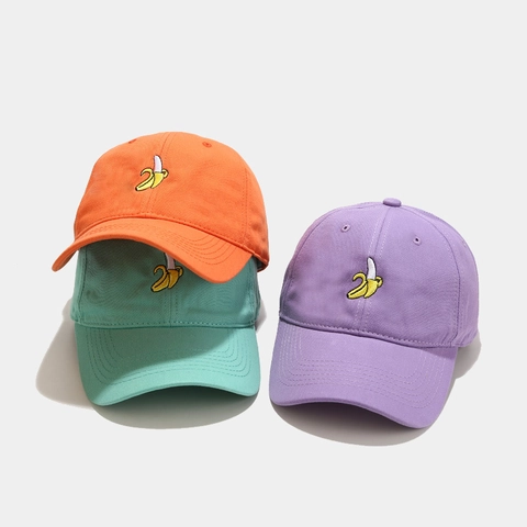Casquette De Baseball Broderie Fruit Banane Coton Visière Courbée Style Coréen Mignon Chapeau Décontracté