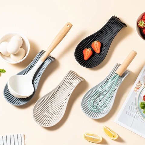 Poggia Cucchiaio In Silicone Tappetino Utensili Cucina Resistente Al Calore Antiscivolo Design Ondulato Nervato Moderno