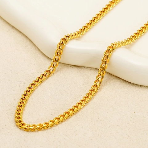 Minimalistische Panzerkette Halskette 18K Vergoldet Edelstahl Hip Hop Mode Schmuck Für Damen