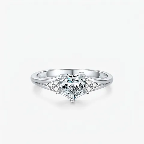 Heart Ring 925 Sterling Silver Zircon Sparkling Simulated Diamond Engagement Wedding Fashion Elegant Jewelry For Women