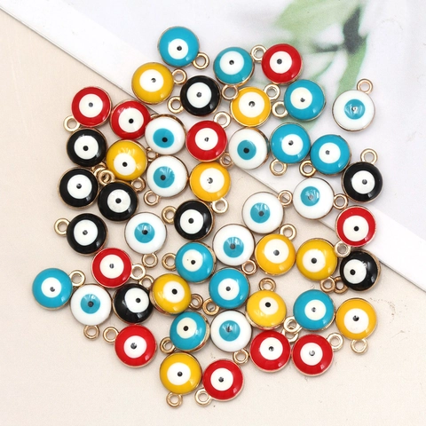 Böser Blick Charms Legierung Emaille Runde Tropföl Anhänger Für DIY Schmuckherstellung Halskette Armband Basteln Bunter Schutz