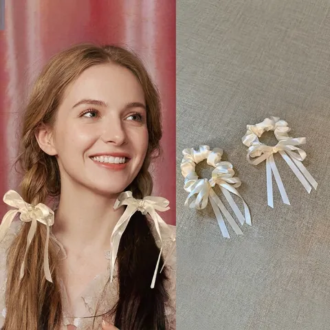 Eleganter Satin Haargummi Mit Schleife Französischer Retro Stil Langer Streamer Haarschmuck Für Damen Mädchen