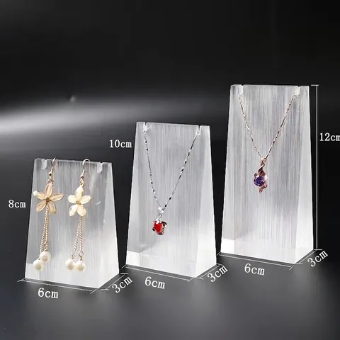 Slanted Acrylic Necklace Pendant Display Stand Jewelry Showcase Organizer Rack