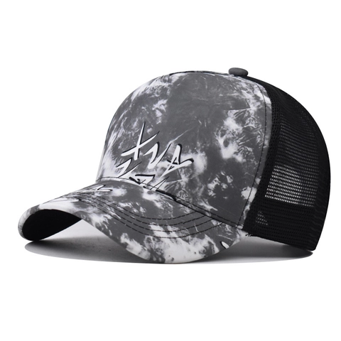 Tie-Dye Honkbalpet Mesh Back Trucker Hat Ademend Verstelbaar Snapback Graffiti Print Streetwear Outdoor Voor Dames En Heren