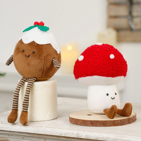 Christmas Plush Ornaments Cute Mushroom Tree Pudding Wreath Shapes Soft Festive Holiday Home Party Decor Desktop Pendants