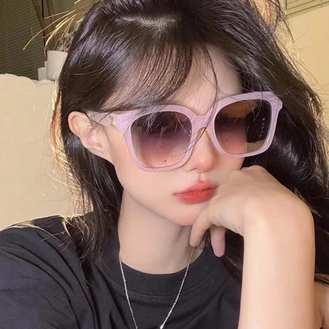 Retro Square Sunglasses For Women Large Frame UV400 Protection Gold Metal Decor PC Frame AC Lens Fashion Outdoor Driving