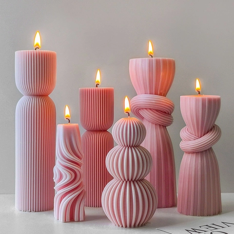 Knoten Säule Silikonform 3D Gestreifte Säulenkerze DIY Handwerk Heimdekoration Ornament