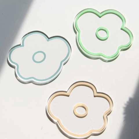 Acryl Blume Geformt Untersetzer Transparent Wärme Isoliert Tischmatte Minimalistisch Nordisch Ins Stil Dekorativ Foto Requisite