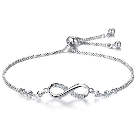 925 Sterlingsilber Unendlichkeit Armband Verstellbares Bolo Armband Mit Strass Für Damen Elegantes Mode Schmuck Geschenk