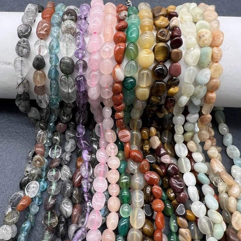 Natural Stone Irregular Tumbled Bead Necklace Stainless Steel For Women Boho Handmade Jewelry Gemstone