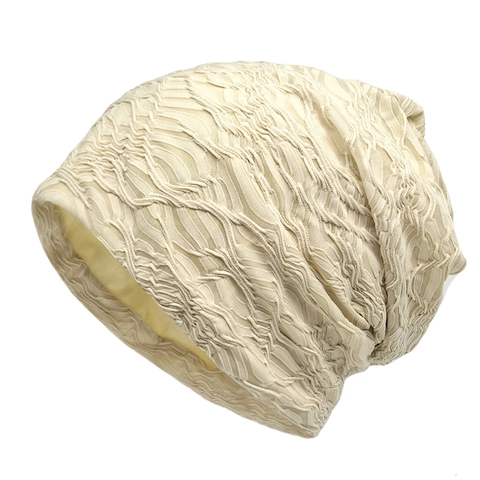 Gorro Beanie Slouchy Doble Capa Textura Plisada Color Sólido Suave Elástico Gorro Pullover Moda Casual
