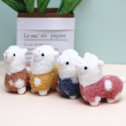 Schattige Alpaca Pluche Speelgoed Sleutelhanger Lama Pop Zachte Boucle Dier Tas Bedeltje Ornament Cadeau
