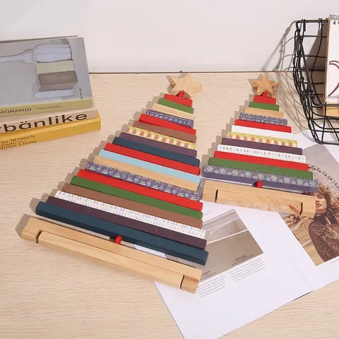 Blocchi Per Albero Di Natale In Legno Rotanti Ornamento Da Scrivania Impilabile Colorato Stile Nordico Casa