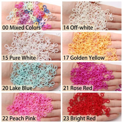 Bowknot Imitation Artificial Pearl Beads Resin Flatback Bow Cabochons DIY Craft Jewelry Making Hair Accessory Decor
