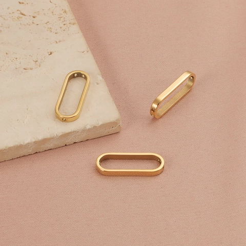 Connecteurs De Pendentif Ovales Plaqué Or 18K Acier Inoxydable 304 Accessoires Bijoux DIY Poli Miroir Pour Colliers