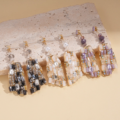 Boho Geometrische Strass Glas Tropfenohrringe Mit 925 Sterling Silber Ohrstecker Vintage Luxus Ethnisch Für Frauen