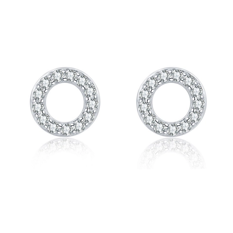 Minimalistische 925 Sterling Silber Hohlkreis Ohrstecker Für Damen Weißgold Plattiert Pavé Strass Geometrischer Modeschmuck
