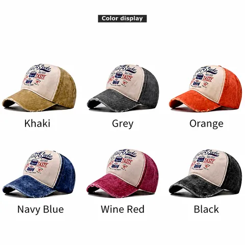 Vintage Washed Cotton Baseball Cap American Graphic Print Distressed Adjustable Sun Hat For Men Women Outdoor Streetwear Casual Hat