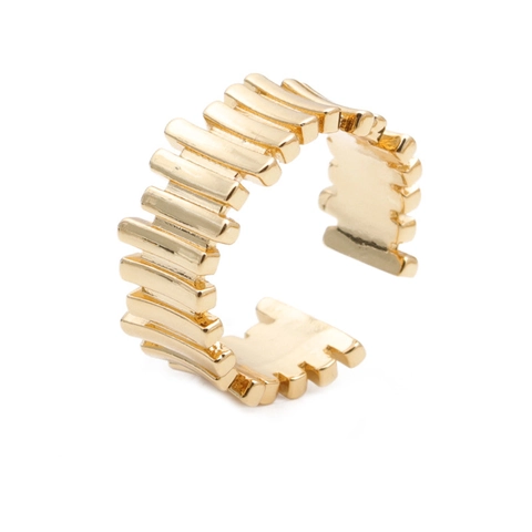 Anello Aperto Regolabile Oro Rame Micro Intarsio Zircone Trama Irregolare Stile Hip Hop Punk