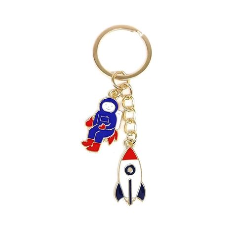 Mode Weltraum Astronaut Rakete Metall Schlüsselanhänger Emaille Weltraum Spaceman Legierung Gold Schlüsselanhänger Geschenk
