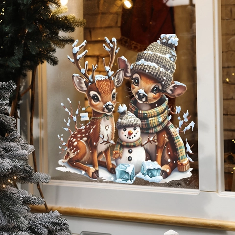 Adesivi Finestra Natale PVC Statici Renna Pupazzo Di Neve Decalcomanie Porte Vetro
